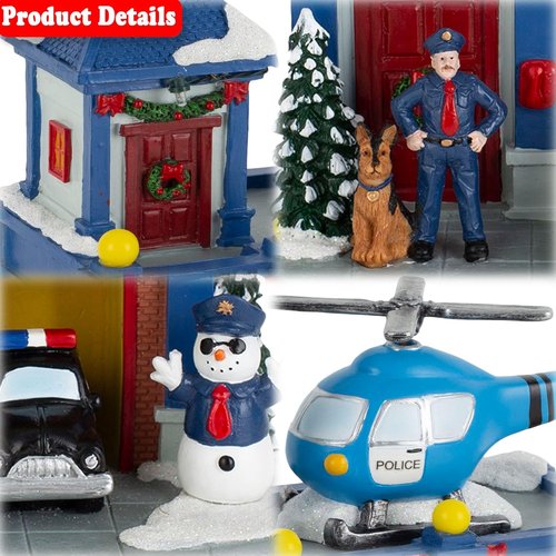 Innodept12 Christmas Animated Train Station Décor - Lighted Building with Clock, Music & Moving Train - Festive Indoor Display