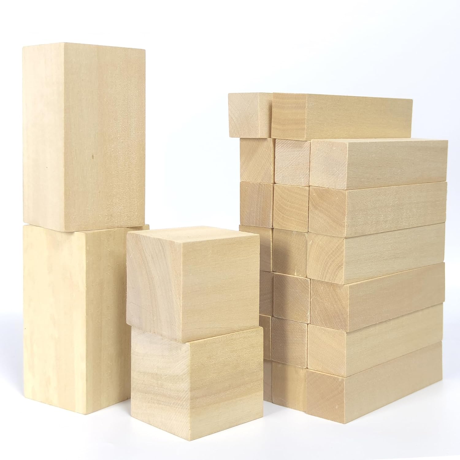 Ninekong Basswood Carving Blocks - 24PCS Whittling Kit with 3 Sizes for Easy Crafting | Soft Basswood