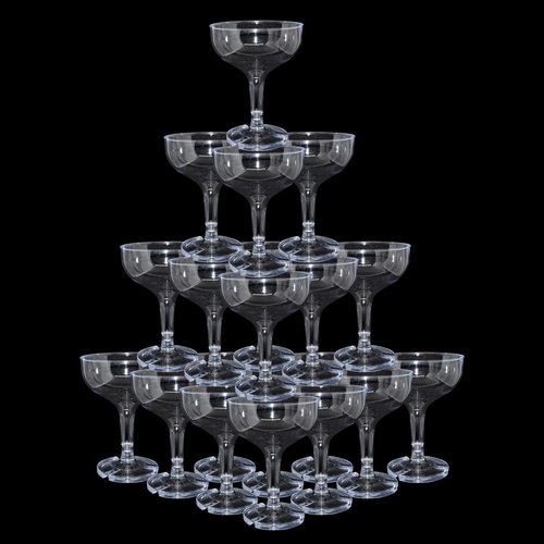 KYAPCK 100 Pcs Plastic Champagne Coupe Glasses for Parties, 5 oz Disposable Champagne Glasses Unbreakable Acrylic Martini Glasses Clear Margarita Glasses for Wedding, Birthday