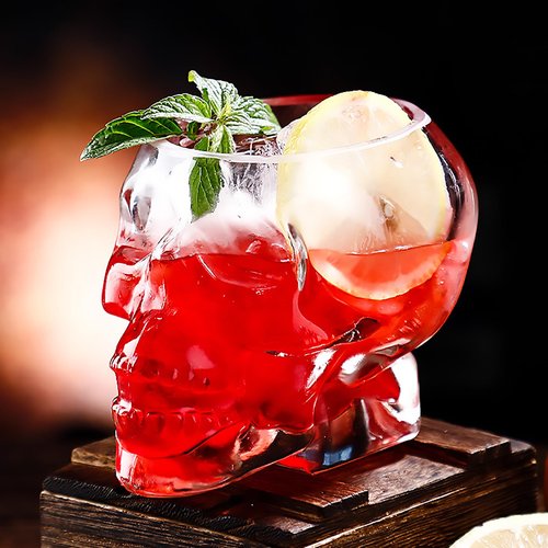 TVIAOH 350ml 6pcs Skull Wine Glass Funny Large Glasses Drinking Glass Vodka Spirits Cup Glass, Halloween Decorations Gifts Halloween Themed Party Holiday Gifts New Skull Cup (6)