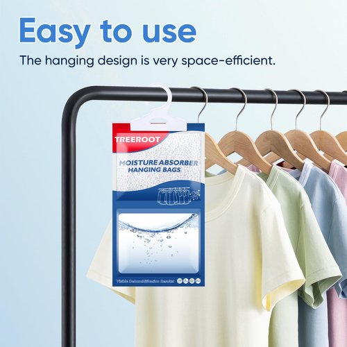 24 Pack Moisture Absorbers for Closet, 6.4OZ Hanging Closet Dehumidifier Bags, Hanging Humidity Absorber in Wardrobes, Kitchens and Bathrooms