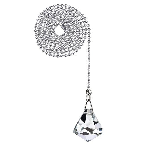 HESTYA 2 Sets Clear Crystal Pull Chain Extension with Connector for Ceiling Light Fan Chain, 1 Meter Length Each (Style D)