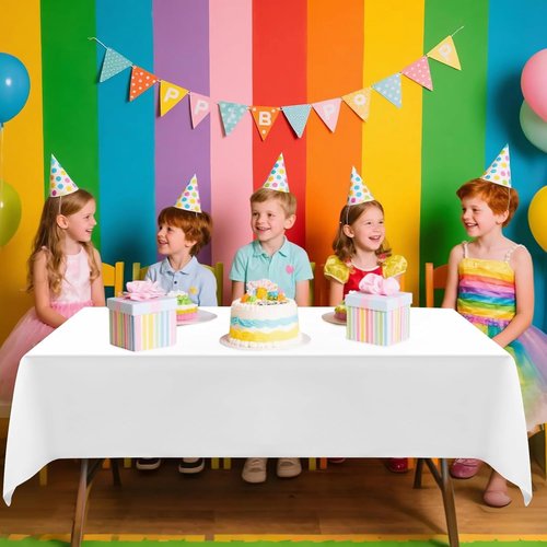 20 Pack Disposable Plastic Tablecloths by [Brand Name] - Waterproof White Rectangular Covers, 54 x 108 Inch for Weddings & Parties