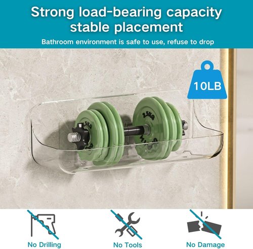 Acrylic Wall Mounted Shelves - 2 PCS Transparent Bathroom Storage | Non-Drilled Adhesive Design