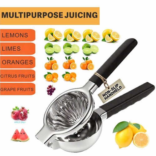 iStarcas Stainless Steel Lemon Squeezer, Manual Citrus Juicer with Non-Slip Handles, 304 Grade Steel Large Manual Lemon Press Juicer, Ergonomic Design Handheld Lime Squeezer Fruit Juicer