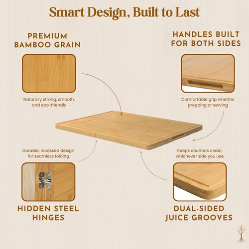 BOARDWELL Extra Large Foldable Stovetop Cover Cutting Board – Double-Sided 29" x 21" Collapsible Charcuterie Noodle Board – XL Prep Deck & Sink Cover for more Counter Space