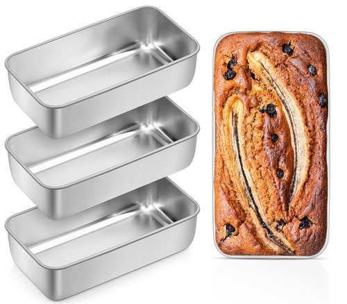 Leonyo 4 Pack Loaf Pans for Baking Bread, 9IN x 5IN Stainless Steel Loaf Bread Pans for Homemade Meatloaf, Banana, Brownies, Lasagnas, Dishwasher Oven Safe