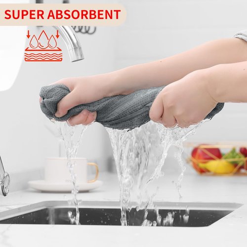 Homaxy 100% Cotton Waffle Weave Dish Cloths - Ultra Soft & Absorbent Quick-Drying Towels | 12x12 Inches, Grey, 6-Pack