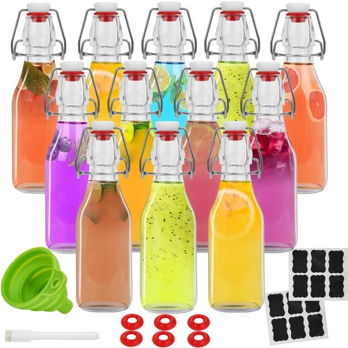 ZEBEIYU 12 Pack 8.5 oz swing top glass bottles,flip top glass bottle with airtight lid for home brewing,kombucha,kefir,vanilla extract,beer,oil,vinegar,homemade juices,soda,beverages,2nd fermentation