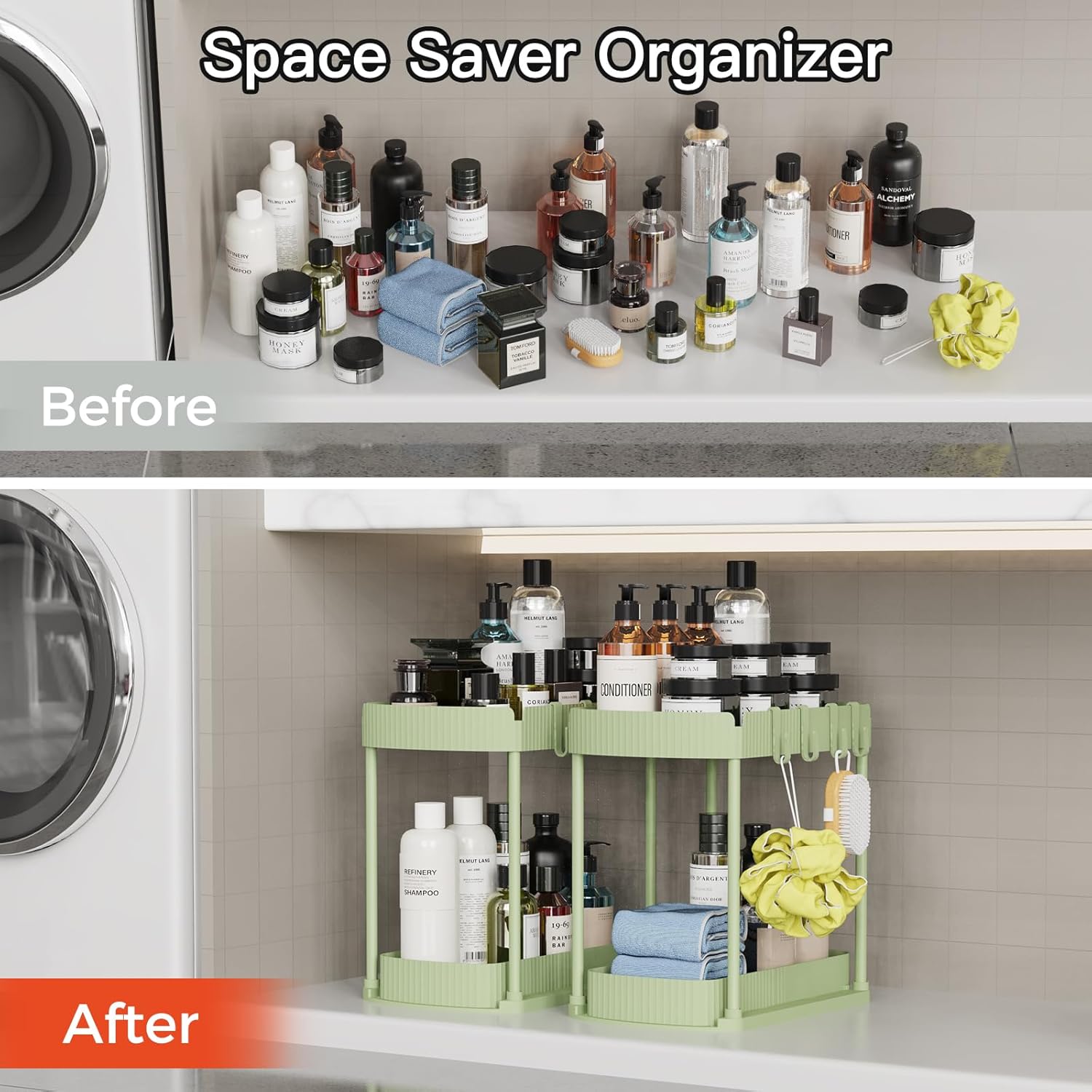 Ukeetap Multi-Purpose Pull-Out Storage Organizers - Under Sink & Cabinet Solutions | 14.8 Inch, Green