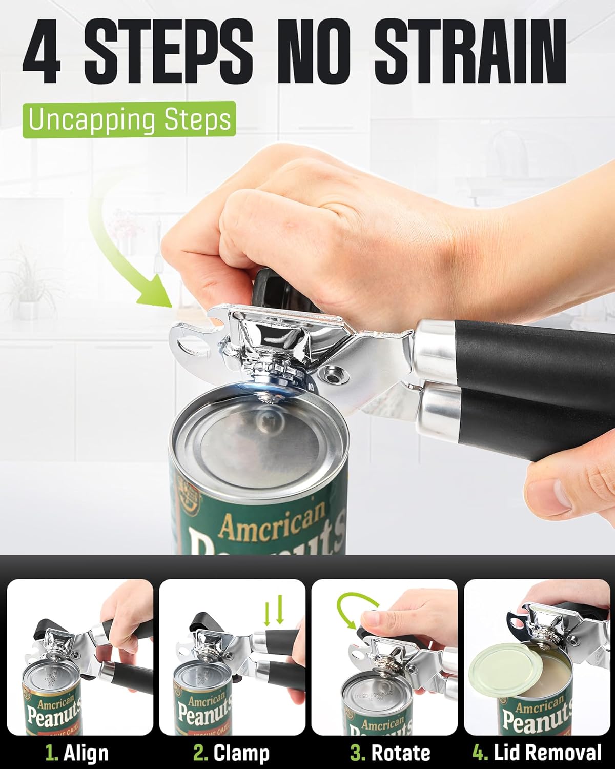 Skiennix Multifunctional Can Opener - Durable Heavy-Duty Tool for Seniors & Camping | Black