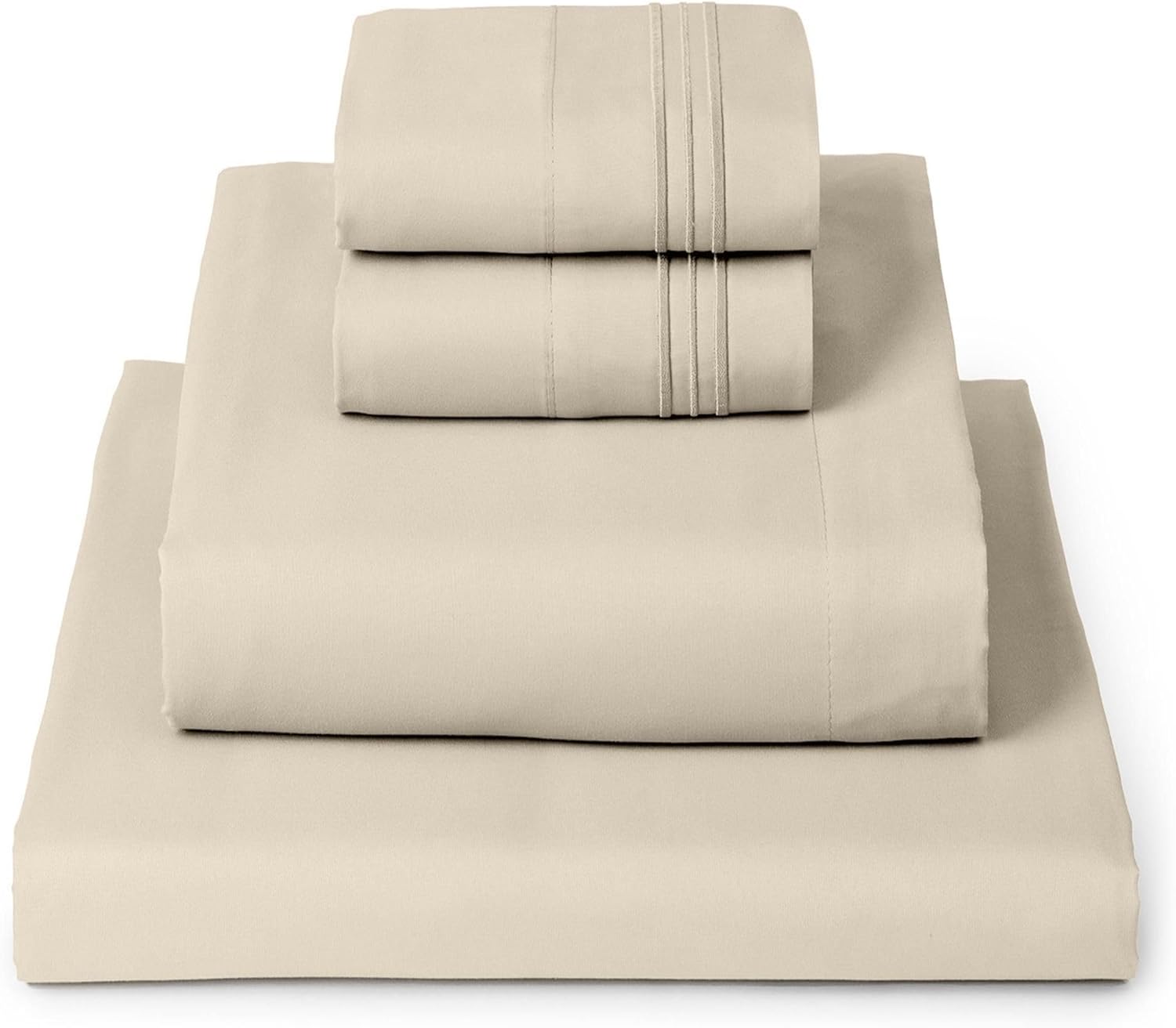 Mellanni Queen Sheets Set - 4 PC Hotel Luxury Bedding | Extra Soft, Cooling, Wrinkle-Resistant (Beige)