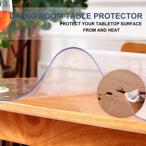 42x112" Clear PVC Desk Protector Cover Transparent Table Cover Protector Crystal Plastic Conference Table Mat Waterproof Table Pad for Kitchen Countertop Dining Table Work Table Buffet Table Non-slip