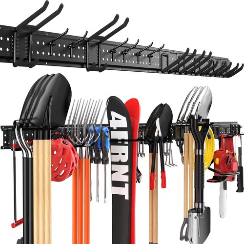 Garage Tool Organizer by [Brand Name] - Wall Mount 64 Inches with 13 Adjustable Hooks | Heavy-Duty Storage Rack