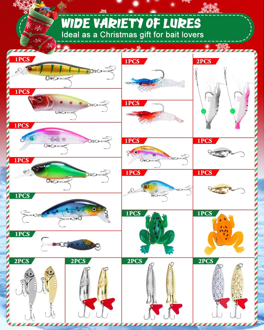 UCEC Fishing Advent Calendar 2025 - 24 Days of Fishing Gifts for Men & Teens | Christmas Countdown