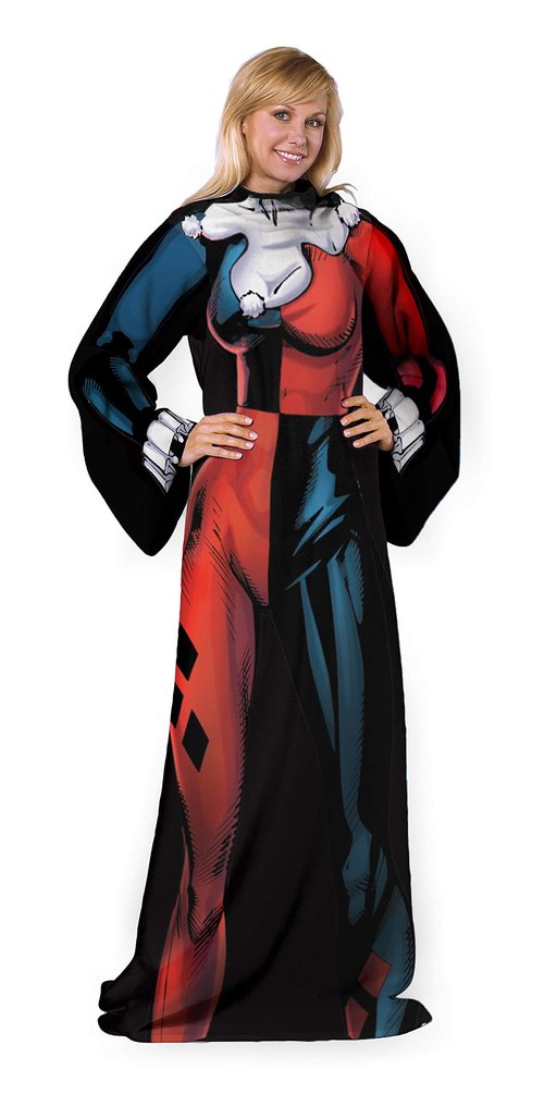 Northwest The Company Comfy Throw Blanket with Sleeves, Adult-48 x 71 Inches, Harley Quinn
