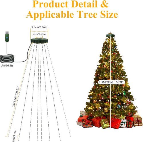 Btfarm Christmas Tree Lights - 400 LED Remote Fairy Lights | 6.6FT Waterproof Dimmable Twinkle for 5-7FT Trees