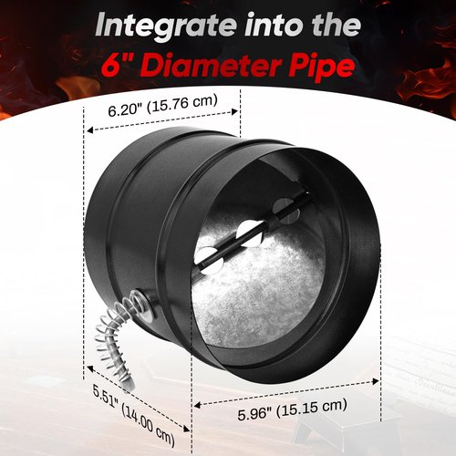 Hazztoll 6 Inch Stove Pipe Damper, Improve The Thermal Efficiency of The Heating System, Wood Burning Stove Top Connecting Adapter, Black