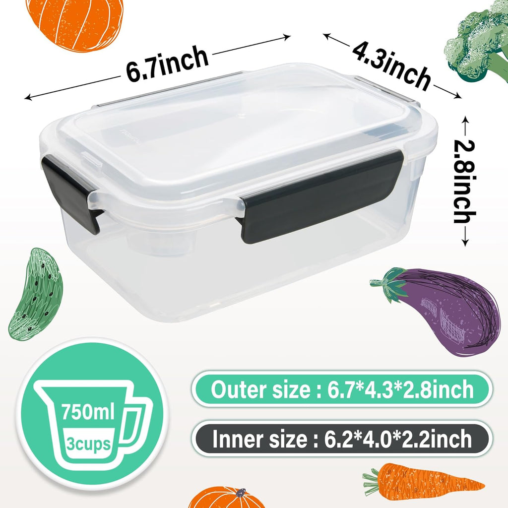 YORY 3-Cup Plastic Food Storage Containers - Nestable, Freezer & Dishwasher Safe | 5-Pack Set