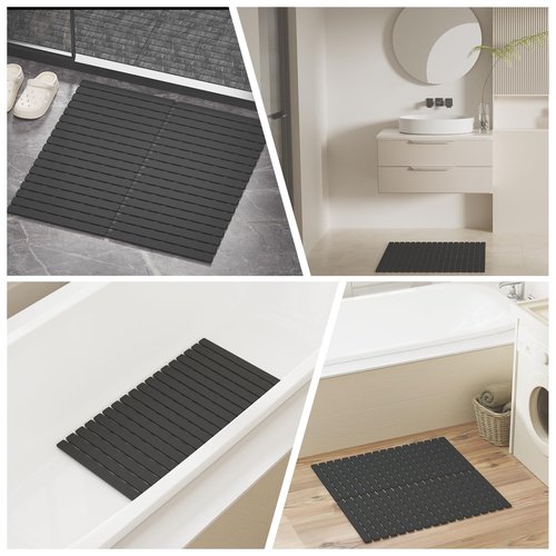 MBOSS Square Shower Mat for Inside Bathroom, Non Slip Bathtub Mat, 24 X 24 Inch Non Slip Shower Mat for Tub & Shower, Bathroom Essentials Safe, Easy to DIY Cut, Eco-Friendly Materials