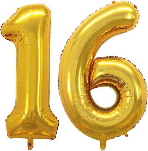 GOER Jumbo 42-Inch Number 16 Balloons - Sweet 16 Birthday Party Decorations in Gold