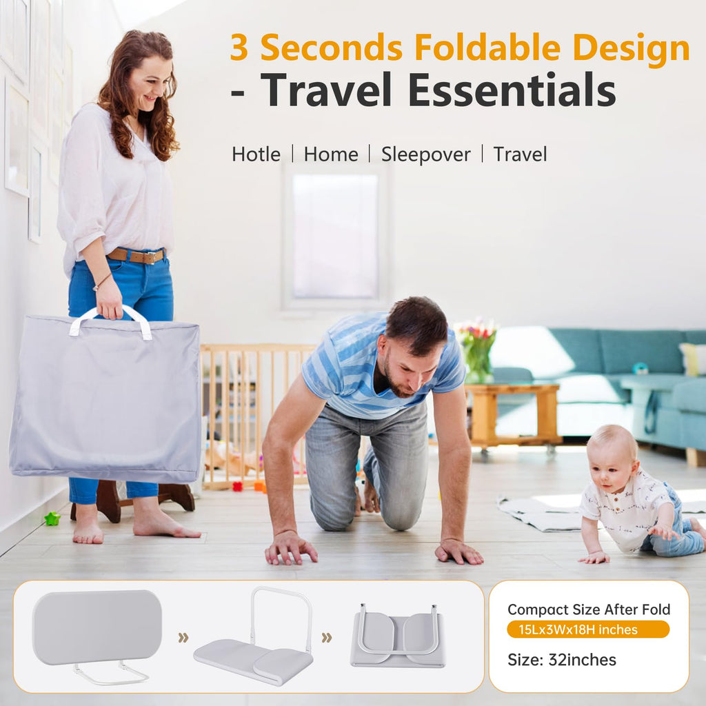 strenkitech Toddler Bed Rails for Travel - Baby Guard Bed Rail Portable for Crib, Twin, Queen, Full, King Size Beds - Easy to Assemble, Safety Bed Side Rail for Toddlers and Kids
