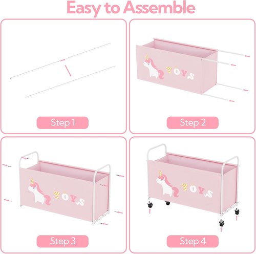 Granny Says Toy Box - Extra Large 135L Kids Storage Chest with Wheels | Pink Metal Organizer for Toys