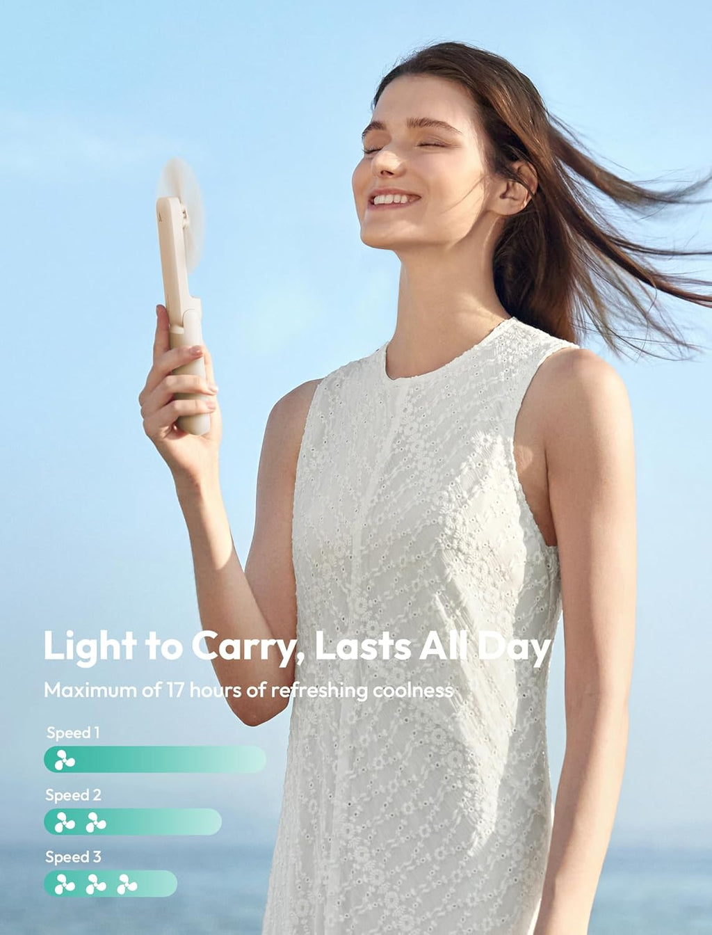 Skiennix Slim Portable Fan - Aero Ultra Handheld Design for On-the-Go Cooling