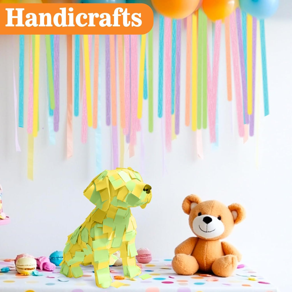 MAQIHAN Pastel Crepe Paper Streamers - 6 Rolls, 492ft for Valentine's, Easter & Birthday Celebrations