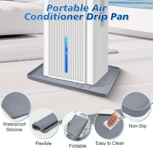 Dehumidifier Drip Pan, 18''x15'' Humidifier Drip Pan, Prevent Water Leakage and Protect Floor & Carpet, Non-Slip & Leak-Proof Silicone Mat with Raised Edge, for Under Dehumidifier and Humidifier Mat