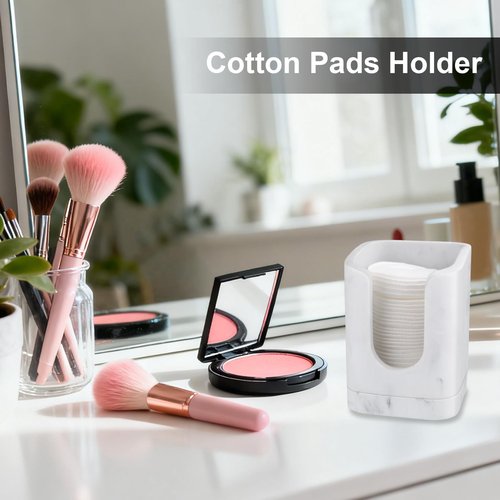 PENGARO Bathroom Cup Dispenser, Dixie Cup Holder 3-5oz Disposable Paper Cup Holder for Bathroom Cotton Pad Container, Guest Bathroom Essentials, Marble White