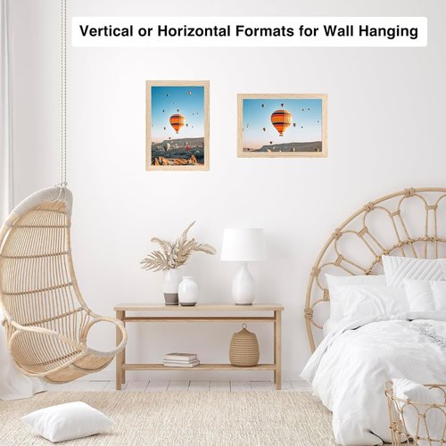 JCJMY Picture Frame - 5.5x8.5 Wall Mount or Tabletop Display | Shatter Resistant Plexiglass, Natural Finish