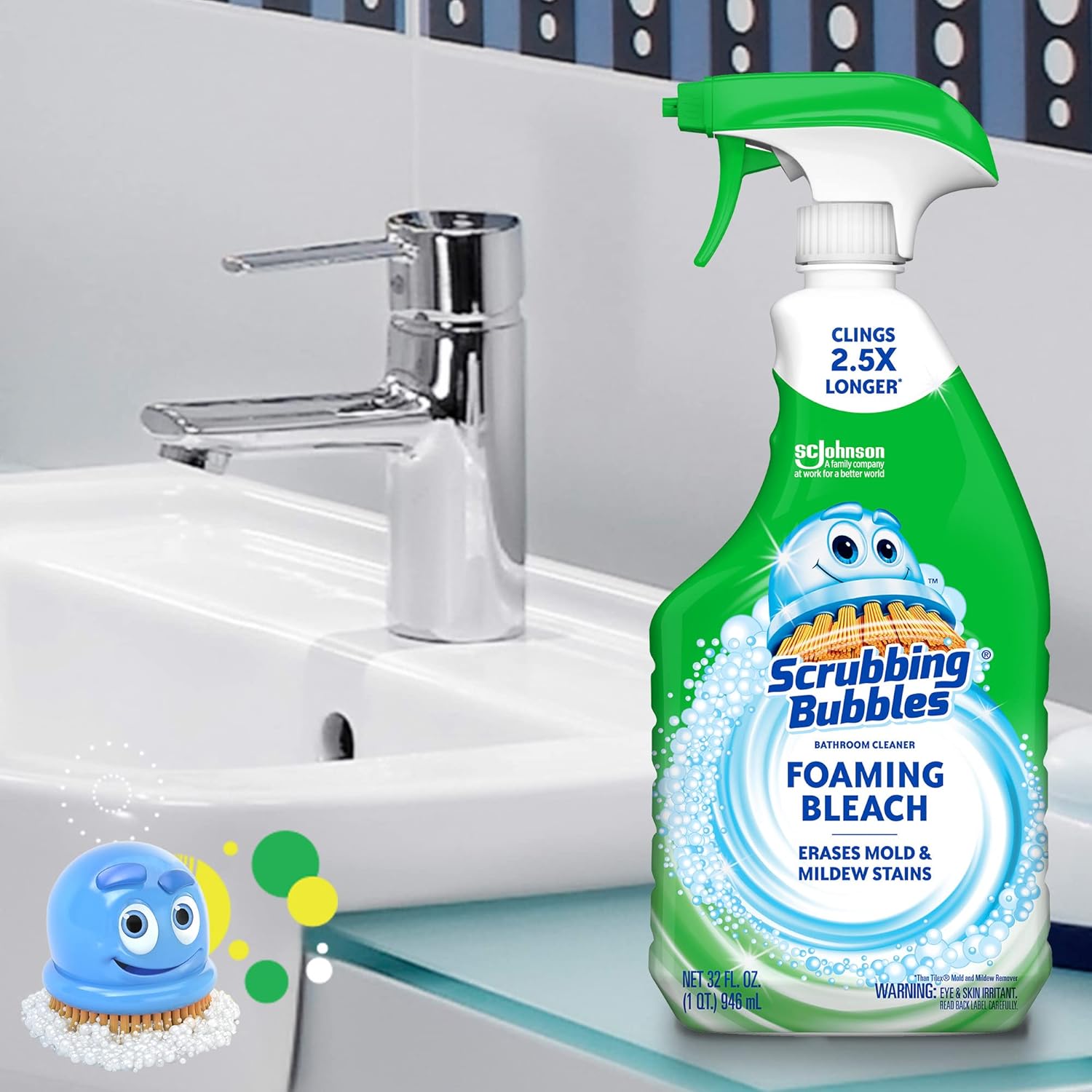 Scrubbing Bubbles Foaming Bleach Bathroom Cleaner - Disinfectant Spray for Mold & Mildew, 32oz