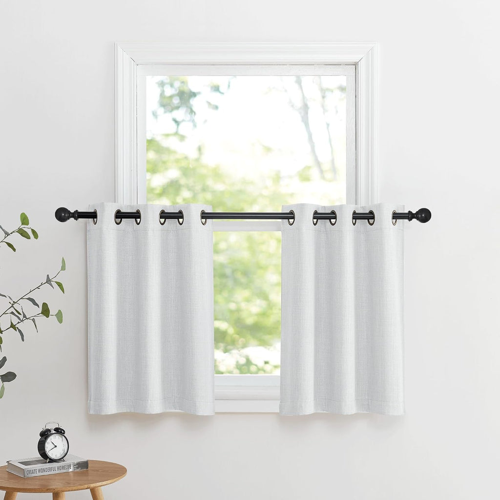 NICETOWN Blackout Curtains - Thermal Insulated Grommet Valances for Kitchen | 34" Wide x 30" Long, Greyish White