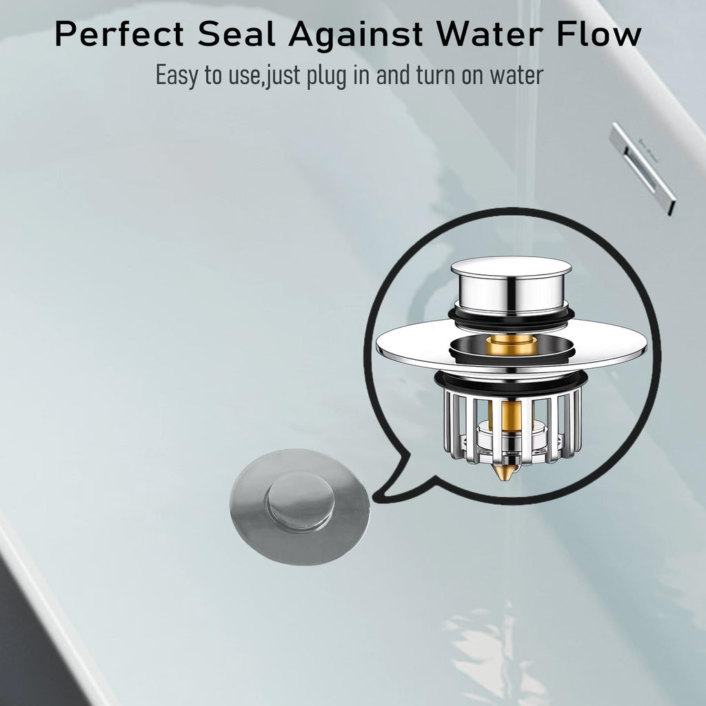 Pop-Up Drain Plug with Screen，Bathtub Plugs，Shower Drain Hair Catcher，Drain Protectors for 1-1/2 to 1-3/4 inch Bathtub Drain Holes