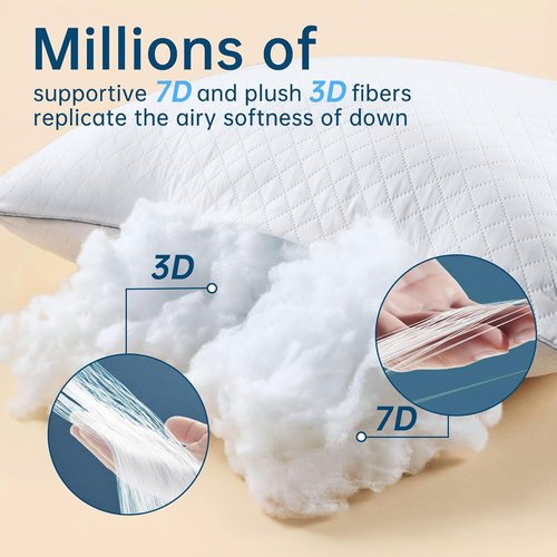 JOLLYVOGUE Queen Size Pillows Set of 4 - Oeko-Tex Certified, Medium Support, Machine-Washable Down Alternative