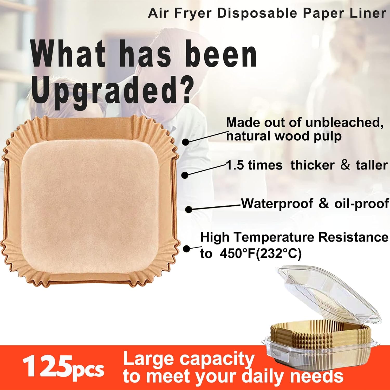 Skiennix 9-Inch Air Fryer Liners - 125 Pcs Non-Stick Parchment Paper for 5QT, 6QT, 8QT Frying & Baking