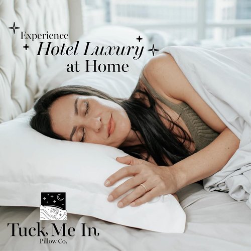 Houseify Tuck Me In Pillow Co. Down Alternative Pillows - Hypoallergenic Queen Size, Set of 2 | Premium Comfort for Side & Back Sleepers