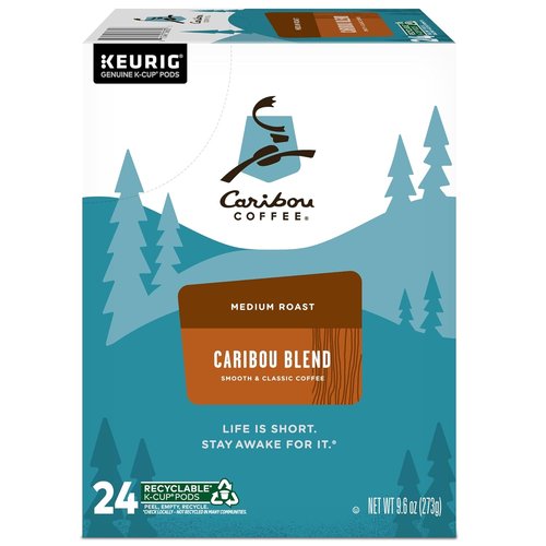 Caribou Coffee K-Cup Pods - Caribou Blend Medium Roast Coffee, 24 Count for Perfect Brewing