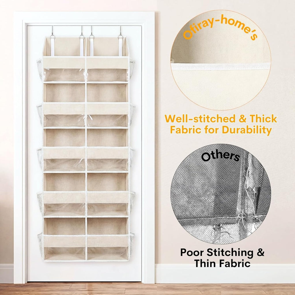 Ofiray Home Over The Door Organizer - Extra Large 5-Tier Storage with 10 Compartments | Beige, 80 lbs Capacity