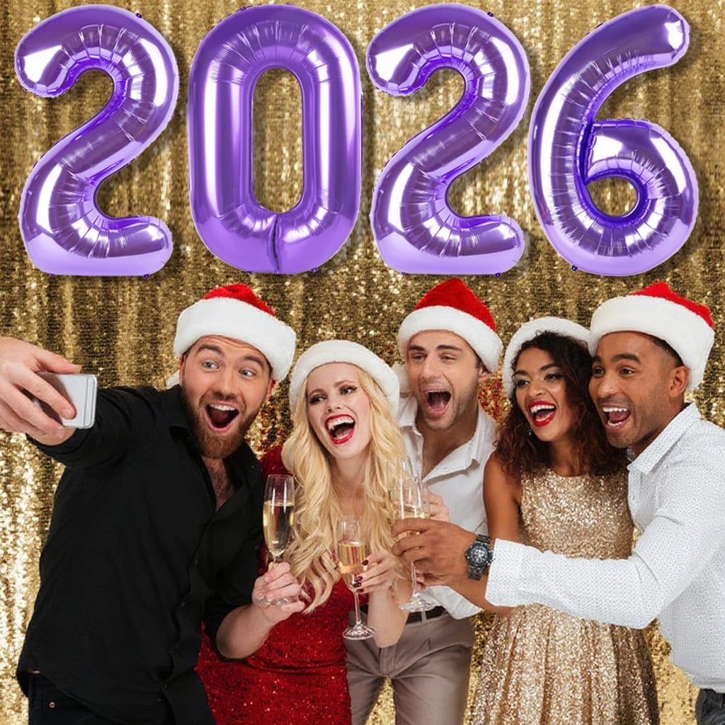 Purple 2026 Number Balloons - 40 Inch Giant Balloons for New Year's Eve & Graduation Celebrations