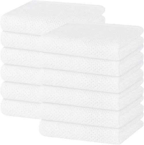 Homaxy Kitchen Dish Towels - Ultra Soft 100% Cotton Waffle Weave | Quick Drying, 12-Pack, 13 x 28 Inches, White