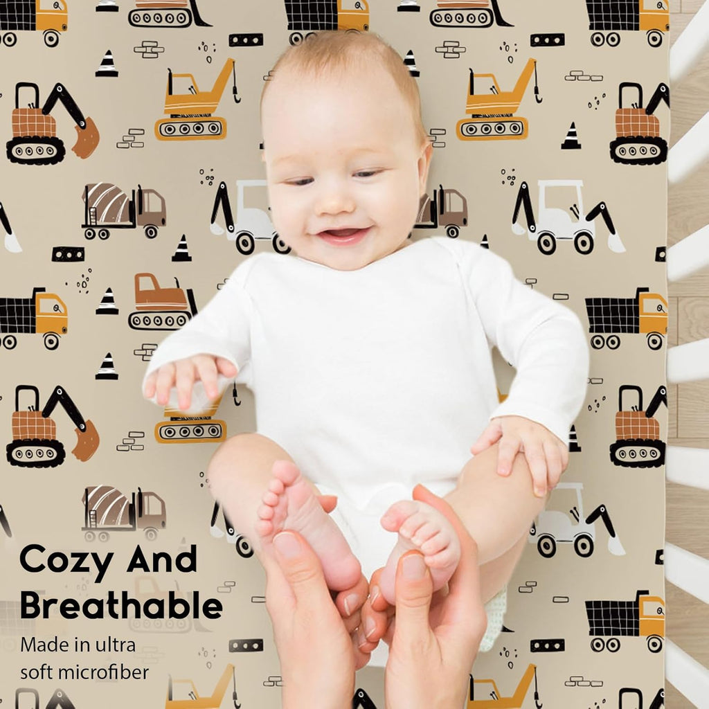 Yoofoss Fitted Baby Crib Sheets - Super Soft Microfiber 2-Pack for Standard Crib & Toddler Mattress | 28x52x8in (Brown & Stripe)