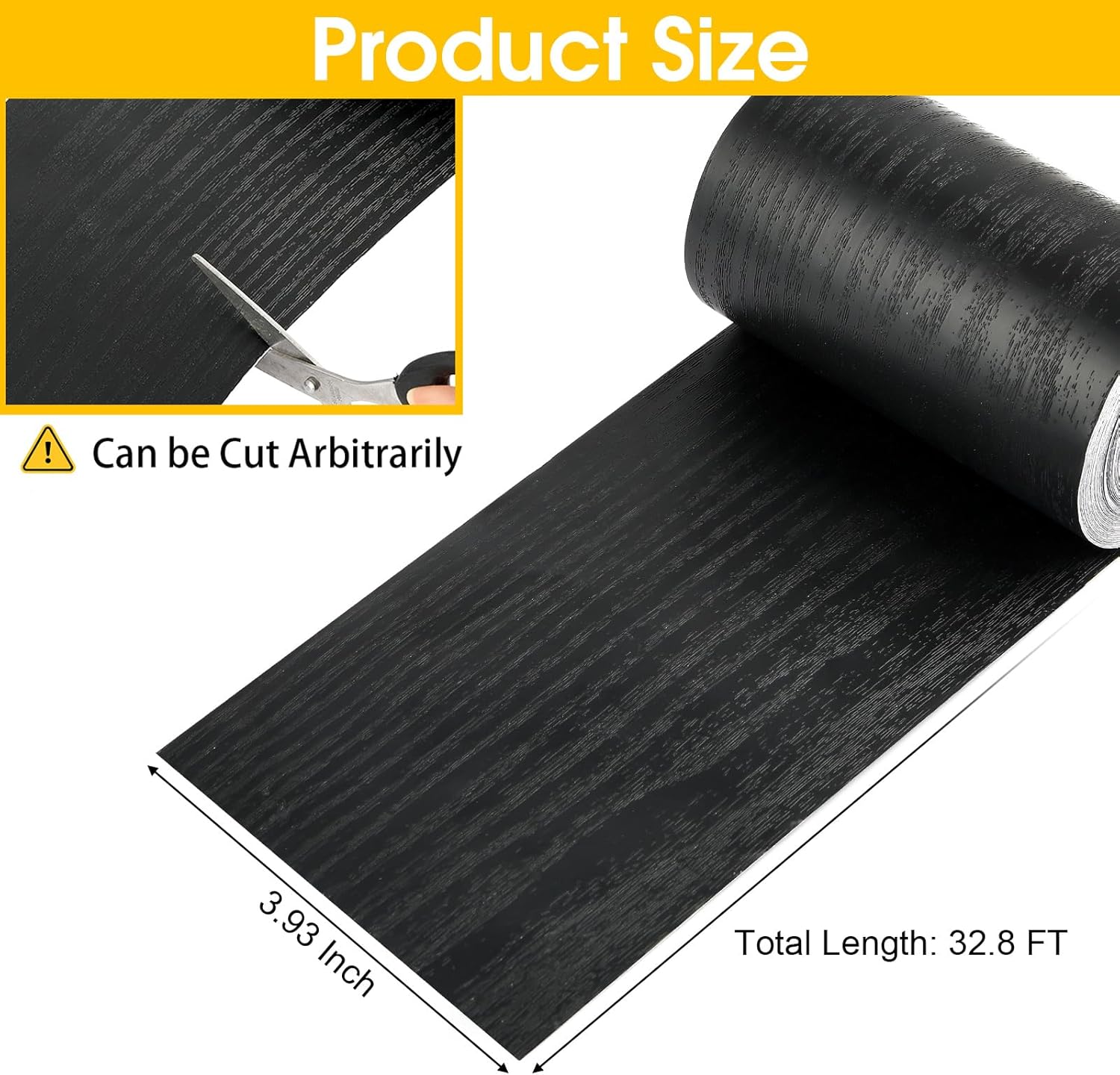Peel & Stick Black Wood Grain Wallpaper Border by [Brand Name] | 32.8 FT x 3.93 Inch Bathroom Mirror Frame