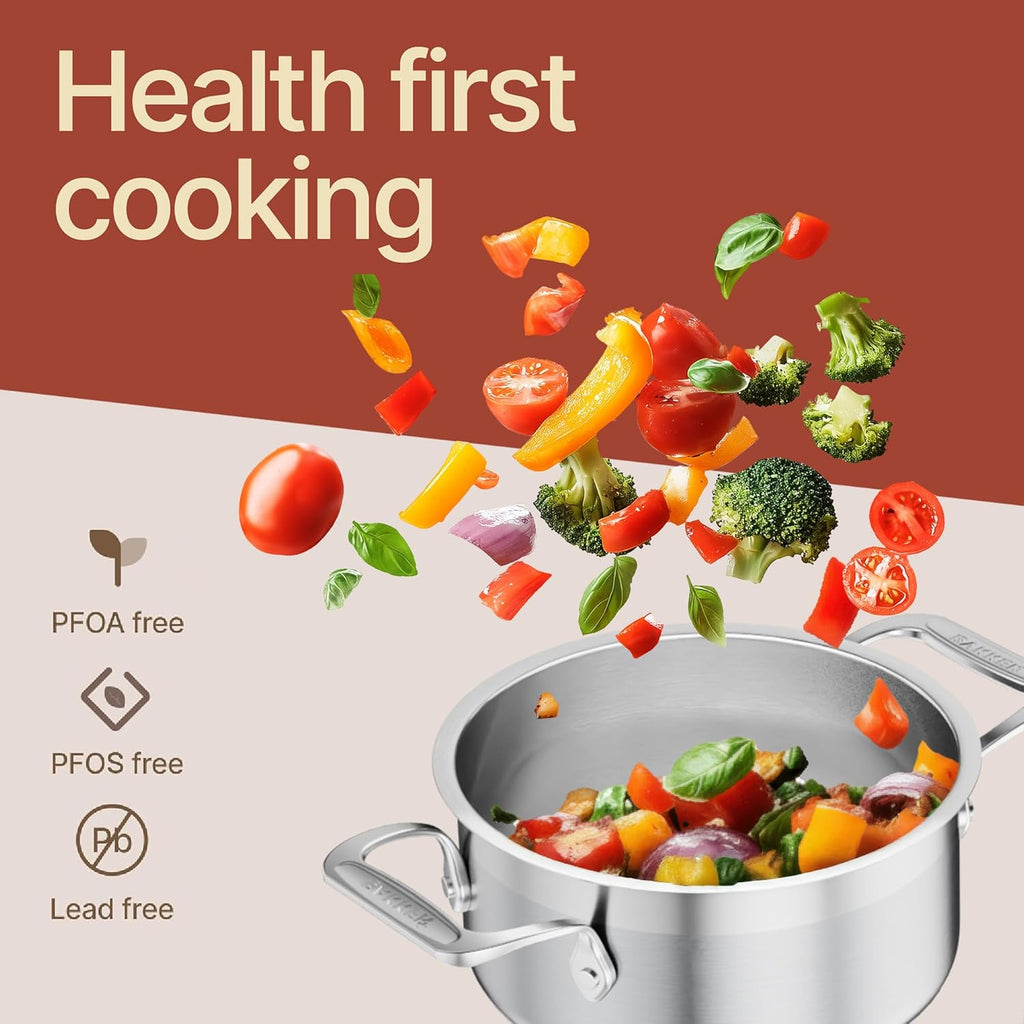 Stainless Steel Stockpot by [Brand Name] - 2 Quart Durable Cookware with Impact-Bonded Base & Riveted Handles