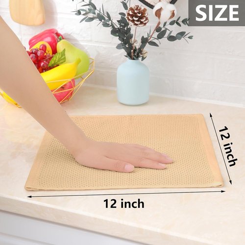 Homaxy 100% Cotton Dish Cloths - Ultra Soft, Absorbent & Quick Drying | 12 x 12 Inches, 12-Pack, Apricot