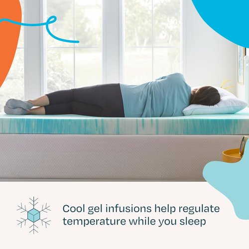 Linenspa 4 Inch Gel Memory Foam Mattress Topper - Cooling & Pressure Relieving - Full Size, CertiPUR Certified