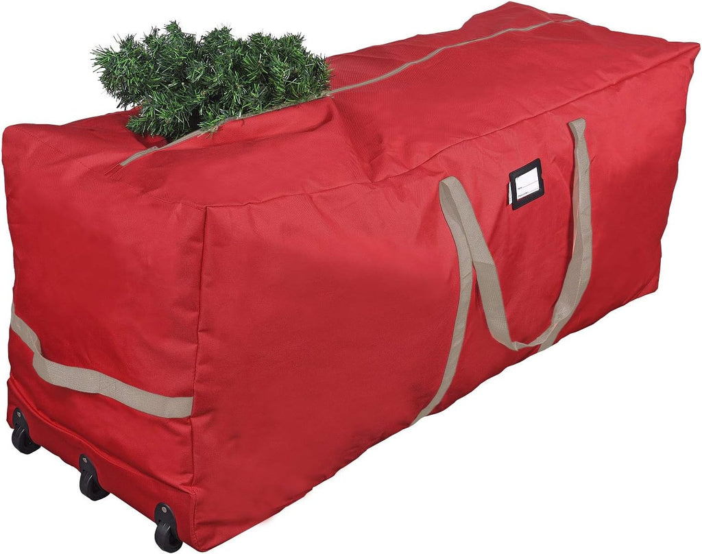 ProPik Christmas Tree Storage Bag - Extra Large Heavy Duty with Wheels | Fits Up to 9 ft Tree, 28"x16"x60", Red