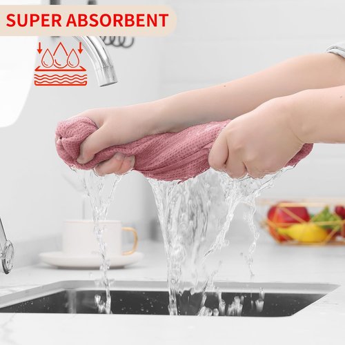 Homaxy 100% Cotton Waffle Weave Dish Cloths - Ultra Soft, Absorbent & Quick Drying | 12 x 12 Inches, 6-Pack in Dried Rose