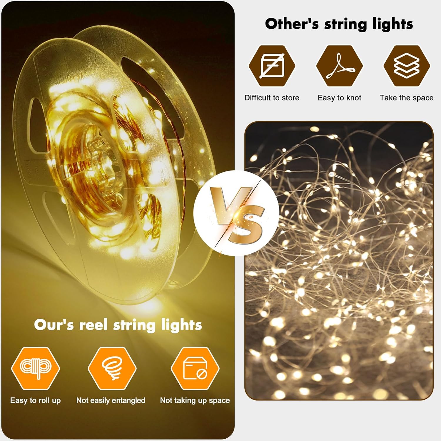 Skiennix 33ft 100 LED Fairy Lights - Warm White Waterproof Copper Wire String Lights for Indoor/Outdoor Decor